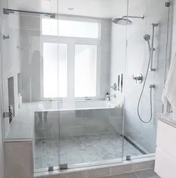 Bath Design With Shower And Toilet With Window