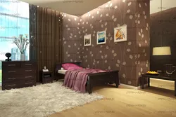 What wallpaper to choose for a bedroom with brown furniture photo