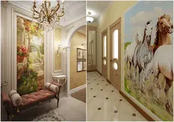 Paintings in the interior of the hallway in a modern style