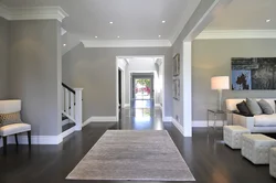 Gray suspended ceiling in the bedroom interior