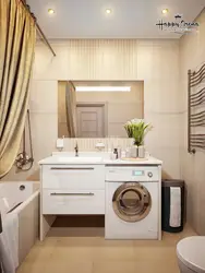 Bathroom design with toilet and washing machine photo washbasin