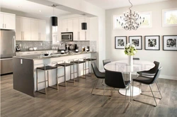 Color combination in the kitchen interior gray floor