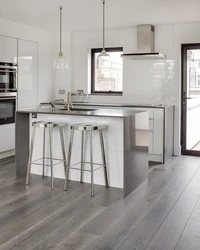 Color combination in the kitchen interior gray floor