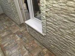Отделка лоджий внутри камнем фото