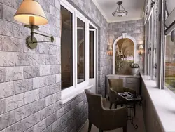 Decoration of loggias inside with stone photo