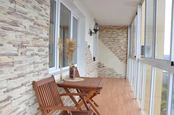 Decoration of loggias inside with stone photo