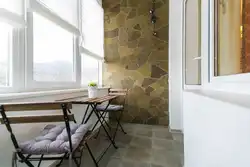 Отделка лоджий внутри камнем фото