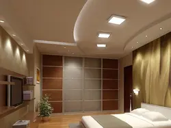 Single-level ceiling in the bedroom design