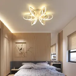 Single-level ceiling in the bedroom design