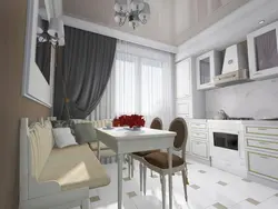 Kitchen and sofa in one room photo