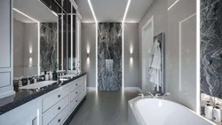 Bath with toilet in gray photo