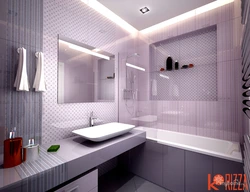 Bath with toilet in gray photo