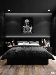 Bedroom with black ceiling photo