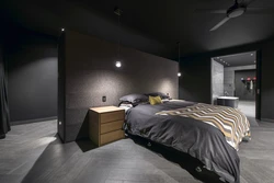 Bedroom with black ceiling photo