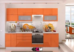 Какие цвета сочетаются с оранжевым кухня фото