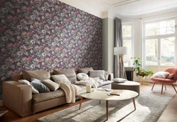 Stylish wallpaper for the living room photo
