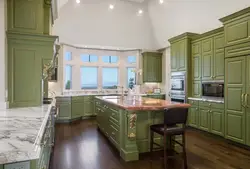 Beige kitchen in olive interior