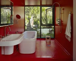 Red bath room photo