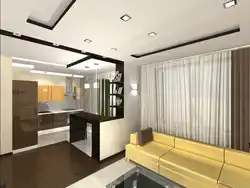Design of a living room combined with a hall