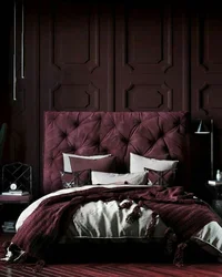 Bedroom in burgundy color design photo