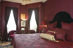 Bedroom in burgundy color design photo