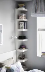 Modern shelves on the wall in the bedroom photo