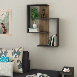 Modern shelves on the wall in the bedroom photo