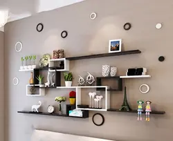 Modern Shelves On The Wall In The Bedroom Photo