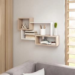 Modern Shelves On The Wall In The Bedroom Photo