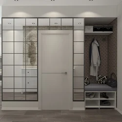 Hallway design with built-in wardrobe in a modern style apartment