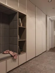 Hallway design with built-in wardrobe in a modern style apartment