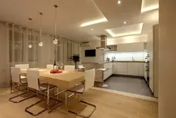 Светильники в интерьере кухни гостиной