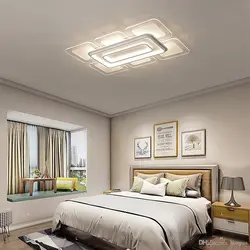 Suspended ceiling design in a bedroom without a chandelier photo
