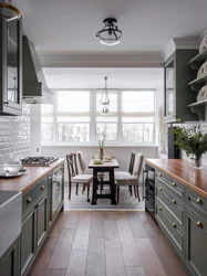 Small kitchen with two windows design photo