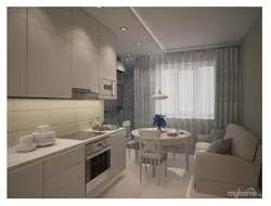 Mətbəxlər 14 kv m dizayn müasir üslubda açıq rənglərdə