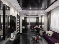 Dark living room design photo