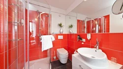 Bathroom Design In Red Colors Photo