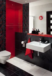 Bathroom design in red colors photo