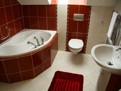 Bathroom design in red colors photo