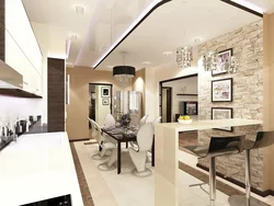Design kitchen and living room and hallway