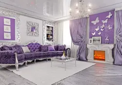 Интерьер гостиной в фиолетовом тоне