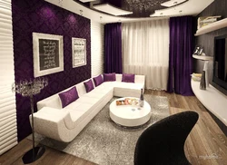 Living room interior in purple tone