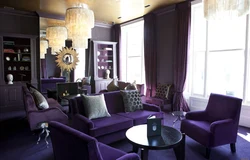 Living room interior in purple tone