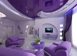 Living room interior in purple tone