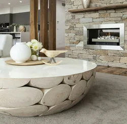 Stone in living room interior decoration