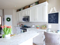 Kitchen walls with white furniture photo