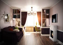 Living room bedroom interior with two windows