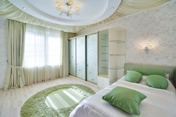 Bedroom design white green
