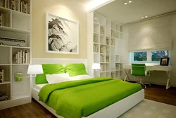 Bedroom design white green