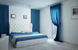 Жатын бөлмесінің интерьері ақ және көк